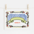 An 8x10 Certificate of Achievement art print to give to yourself or a friend with decorative elements on a white background